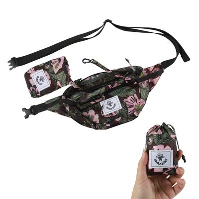 4Monster Hiking Waist Packs Portable,Water Resistant Fanny Pack Bags Lightweight with Adjustable Strap for Outdoor, Workout,Running,Hiking,Traveling,Biking,Camping and Fishing (Flower Pink, 2L)