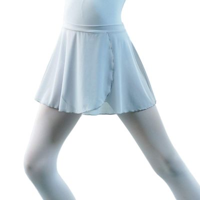 118243015 Kids Cross Front Ballet Skirt Pull on Mesh Dance Skirt (Fog Blue, XL/C)