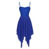 renvena Women's Lyrical Dance Dress Spaghetti Strap Sleeveless Asymmetrical Chiffon High Low Skirts Blue Medium view 3