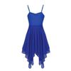 renvena Women's Lyrical Dance Dress Spaghetti Strap Sleeveless Asymmetrical Chiffon High Low Skirts Blue Medium view 4