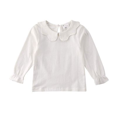 Liyamiee Toddler Baby Girls Basic Shirt Long Sleeve Solid Color Doll Collar Top Blouse Casual Tee Undershirt for Kids (White Polo Shirt, 4-5 Years)