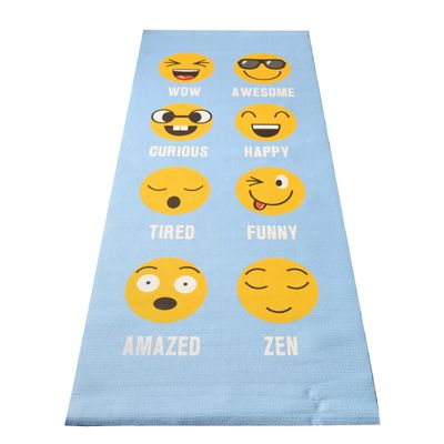 Bean Products 60x24 Non Slip Yoga Mat for Exercise - 3mm Thick Comfortable Workout Floor Mat for Kids - Eco Friendly Foldable Yoga Mat for Yoga, Pilates, Gym and Stretching, Emoji