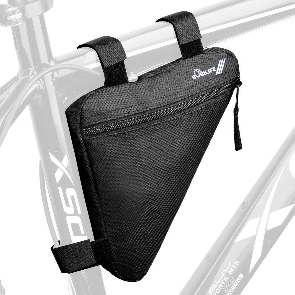 BOBILIFE Bike Triangle Frame Bag - Bicycle Cycling Handlebar Front Pouch Saddle Storage Bag for Road and Mountain Bikes (Black)