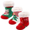 Cottock 3 Pairs Toddler Girl Boy Sherpa-lined Fuzzy Socks Anti Skid with Grips, Baby Girl Boy Christmas Socks Kids Slipper Socks (4-6 years, 3 pairs Christmas B) view 1