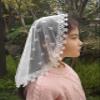 FANFAN Lace Church Veil Flower Girls Headcovering Bridal chapel veil (ivory clover) view 3