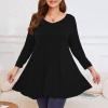 LARACE 3/4 Sleeve Tops Plus Size Tunics V Neck Solid Shirts Flowy Women Clothing for Leggings(Black 4X) view 3