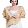 Aukmla Faux Fur Shawl Wedding Fur Wraps and Shawls Bridal Fur Stole Winter Cape Shrug for Brides and Bridesmaids (White+champagne) view 1