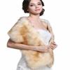 Aukmla Faux Fur Shawl Wedding Fur Wraps and Shawls Bridal Fur Stole Winter Cape Shrug for Brides and Bridesmaids (White+champagne) view 2