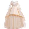 HIHCBF Flower Girl's Embroidery Tulle Lace Maxi Wedding Dress Long Sleeve Princess Birthday Pageant Party Dance Evening Gown Champagne 13-14T view 1