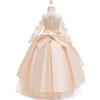 HIHCBF Flower Girl's Embroidery Tulle Lace Maxi Wedding Dress Long Sleeve Princess Birthday Pageant Party Dance Evening Gown Champagne 13-14T view 4