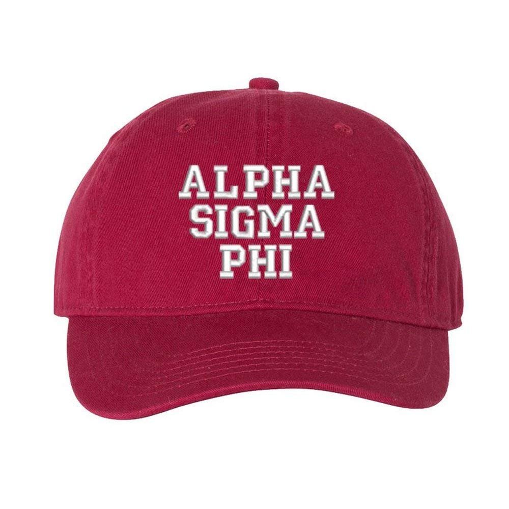 Alpha Sigma Phi Pigment Dyed Baseball Cap Brick w/Silver Thread Color
