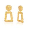 TZ Way Jewelry Vintage Embossed Stereo Earrings for women Hanging Jewelry Earrings Square Ear Clips For Women Business Stud Earrings (Gold) view 1