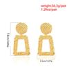 TZ Way Jewelry Vintage Embossed Stereo Earrings for women Hanging Jewelry Earrings Square Ear Clips For Women Business Stud Earrings (Gold) view 3