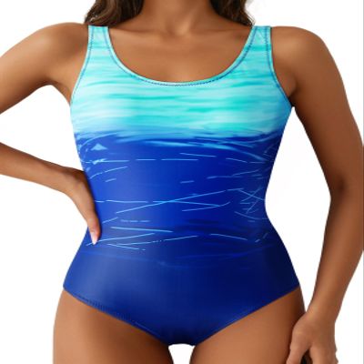 Aleumdr Women's Sexy One Piece Swimsuits for Women Criss Cross Backless Tummy Control Bathing Suits Sports Monokini Swimwear Blue Large