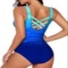 Aleumdr Women's Sexy Bathing Suits for Women One Piece Swimsuits Criss Cross Back Cheeky Push Up Sports Monokini Swimwear Blue Medium view 2