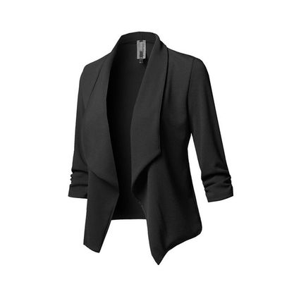 Womens Casual Blazer Jacket Long Sleeve Open Front Office Suit Cardigan Coat Black