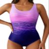 Aleumdr Women's One Piece Swimwear Swimsuits Bathing Suits Criss Cross Backless Tummy Control Sports Active Monokini Plus Size One Piece Purple Medium view 1
