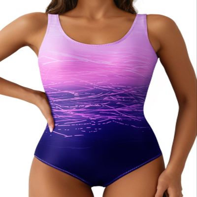 Aleumdr Women's Cut Out Back Tummy Control One Piece Swimsuits Cute Bathing Suits Sports Monokini Swimwear Purple X-Large 14 16