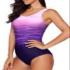Aleumdr Women's Cut Out Back Tummy Control One Piece Swimsuits Cute Bathing Suits Sports Monokini Swimwear Purple X-Large 14 16 view 3
