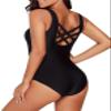 Aleumdr Womens One Piece Swimsuits for Women Criss Cross Back Tummy Control Bathing Suits Racing Training Sports Athletic Black Large view 2