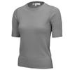 YEMAK Women's Knit Sweater Top  Half Sleeve Crewneck Basic Casual Classic Fit Lightweight Knitted Soft Pullover Tee MK3664-CHARCOAL-XL view 1