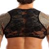 YiZYiF Sissy Mens Adult See Through Sheer Lingerie Sleeveless Lace Crossdressing Crop Top Black Large view 4