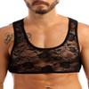 YiZYiF Sissy Mens Adult See Through Sheer Lingerie Sleeveless Lace Crossdressing Crop Top Black X-Large view 1