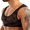 YiZYiF Sissy Mens Adult See Through Sheer Lingerie Sleeveless Lace Crossdressing Crop Top Black X-Large view 3