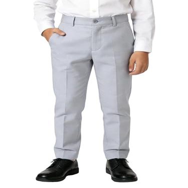 YuanLu Boys Pnats Kids Dress Suit Pant for Party Light Grey Size 7