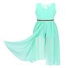 Agoky Kids Big Girls Sleeveless V Neck Junior Bridesmaid Wedding Dress Dance Party Birthday Long Maxi Gown Mint_Green 7-8 view 1