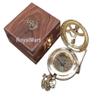 Engraved Nautical Compass, Personalized Compass in Wooden Box - Mens, Groomsmen, Wedding, Hiking, Corporate Gift - Brass Finish view 1