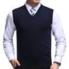 FULIER Mens Winter V-Neck Sleeveless Vest Classic Business Gentleman Knitwear Knitted Waistcoat Sweater Cardigans Tank Tops (L, Navy) view 1