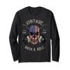 American Flag Guitar Vintage Rock and Roll Skull Guitarist Long Sleeve T-Shirt view 1