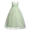 IZKIZF Flower Girls Princess Wedding Floor Length Tulle Dress Wedding Communion Pageant Party Maxi Gown Light Green 11-12T view 1
