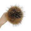 5 Diameter Fur Pom Pom with Press Snap Button for Knitted Hat Beanie Hats (Brown top) view 1