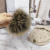 5 Diameter Fur Pom Pom with Press Snap Button for Knitted Hat Beanie Hats (Brown top) view 4
