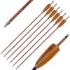HANDBAIGE 28 29 30 31 Inch Archery Carbon Arrows 4 Inch Real Feather & Replaceable Points Spine 500 for Recurve Compound and Traditional Bow Hunting-6Pcs (29inch) view 1