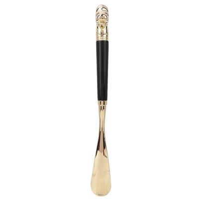 HEEPDD Wooden Metal Shoe Horn, Metal Exquisite Lion Head Shoes Horn Wooden Long Handle Handled Shoe Lifter Shoe Spoon Tool Comfortable Grip(Black 49CM) Boot Jacks