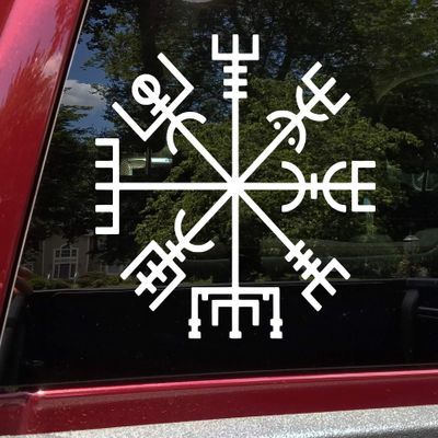Minglewood Trading Turquoise - Viking Compass Vinyl Decal V2 - Norse Vegvisir Magic Rune Pagan - Die Cut Sticker - 12w x 12h inches