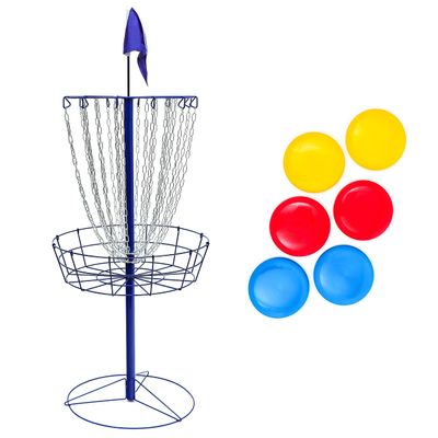 Trademark Innovations Portable Metal Disc Frisbee Golf Goal Set - 6 Discs (Blue)