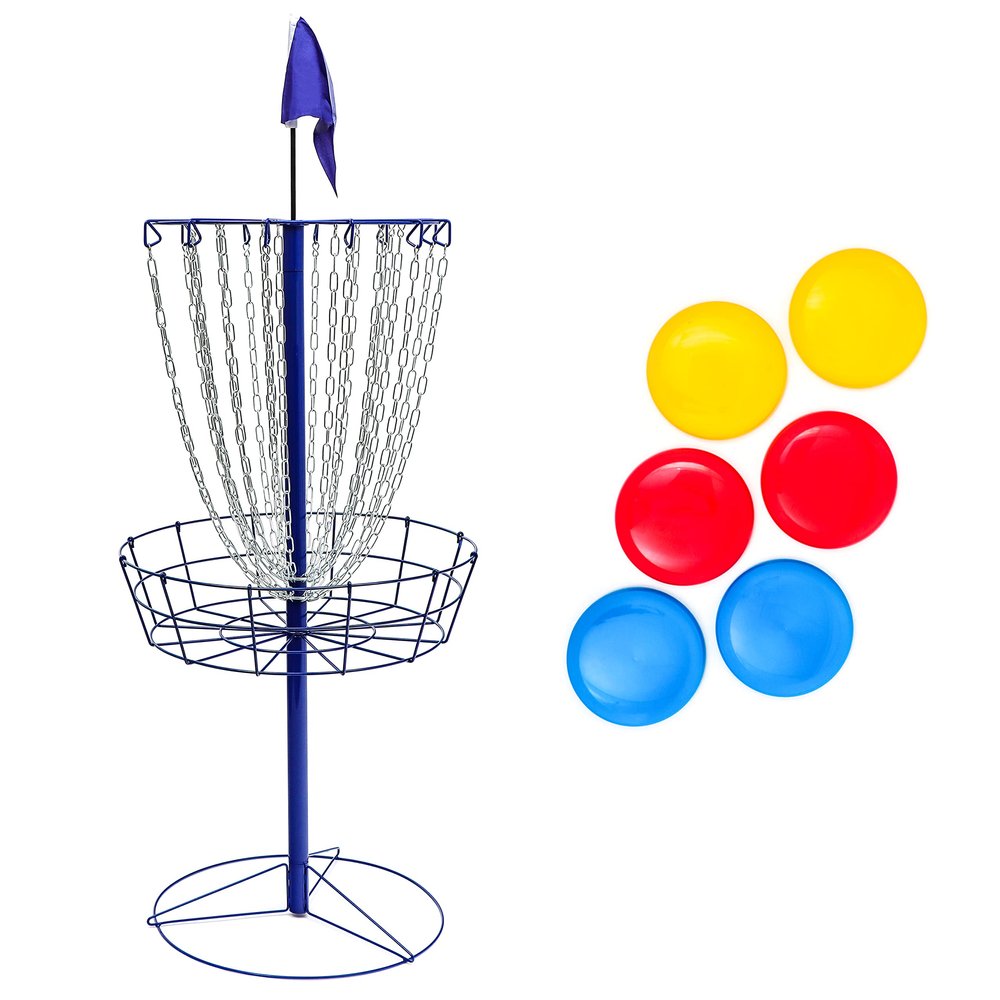 Trademark Innovations Portable Metal Disc Frisbee Golf Goal Set - 6 Discs (Blue)