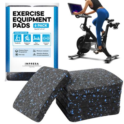 Impresa Rubber Floor Protectors for Walking Pad & Treadmill Pad - 4 x 4 x 0.5 in, 6-Pack - Anti-Vibration & Shock-Absorbing Mats - Workout Mats for Home Gym Equipment