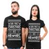 Couple Christmas Party Mr and Mrs Wife Husband Shirts Men Medium - Women Large Black view 1