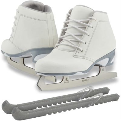 Jackson Ultima Recreational Women's Figure Ice Skates Softec Diva DV3000 / Color: White, Adult Size: 7 Bundle with Free Guardog Skate Guards