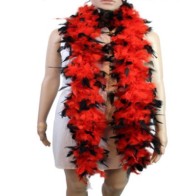 Flydreamfeathers 60 Gram, 2 yards Long Chandelle Feather Boa Great for Party, Wedding, Halloween Costume, Christmas Tree, Decoration(Red w/Black Tips_