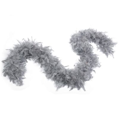 Flydreamfeathers 60 Gram, 2 yards Long Chandelle Feather Boa Great for Party, Wedding, Halloween Costume, Christmas Tree, Decoration(Silver Grey_