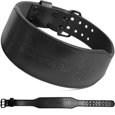 Gymreapers Weight Lifting Belt - 7MM Heavy Duty Pro Leather Belt with Adjustable Buckle - Stabilizing Lower Back Support 4 Inches Wide for Weightlifting, Bodybuilding, Cross Training (Black, Small)