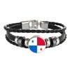 Wedarego Panama Flag Braided Bracelet Leather Chain Crystal Wristband Souvenir,Fashion Handmade Bracelet For Man & Woman Special Day's Gift view 1