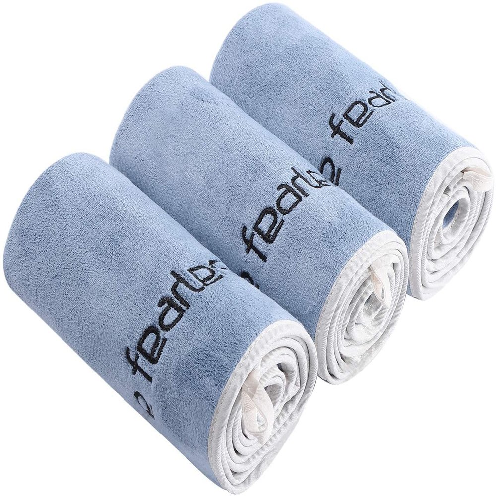 BOBOR Gym Towels Set, Microfiber Sports Towel for Men and Women, Super Soft and Quick-Drying 3-Pack Set Towel, for Tennis, Yoga, Cycling, Swimming (Blue 3 Pack, 14" x 29")