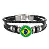 Wedarego Brazil Flag Braided Bracelet Leather Chain Crystal Wristband Souvenir,Fashion Handmade Bracelet For Man & Woman Special Day's Gift view 1